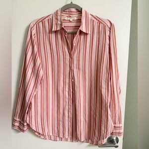 XIRENA Striped Button Up Shirt Pink Stripe XS